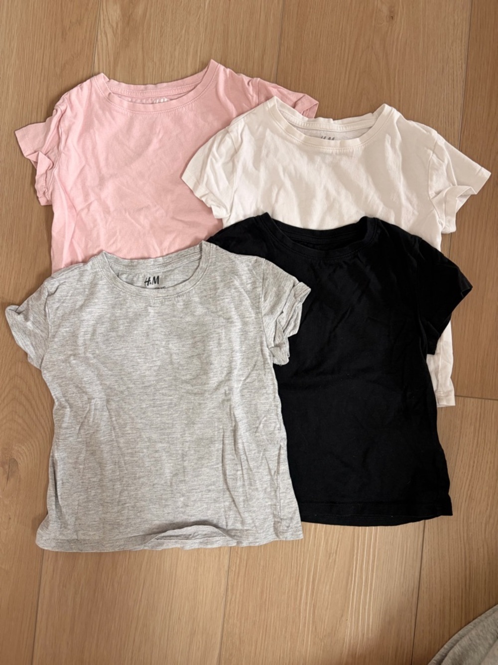 H&M Kids Short Sleeve Tee Pack - Pink, White, Gray, Black - Picture 1 of 7